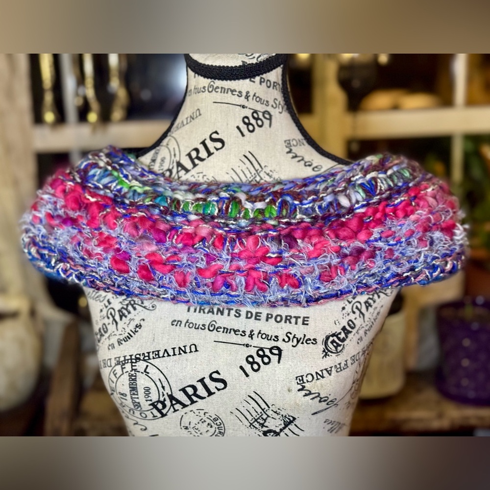 Hand Crafted Multicolor Knit Wrap - Picture 5 of 14